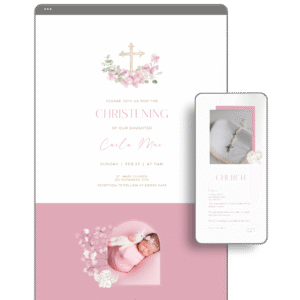 Pink Baptismal Invitation Website by Love, D. Concepts - Philippines