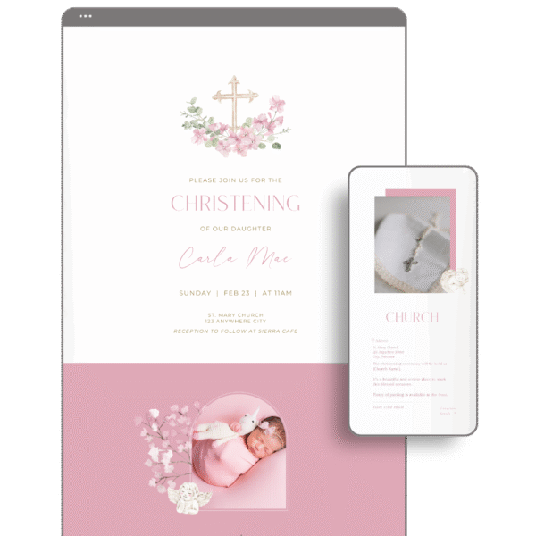 Pink Baptismal Invitation Website by Love, D. Concepts - Philippines