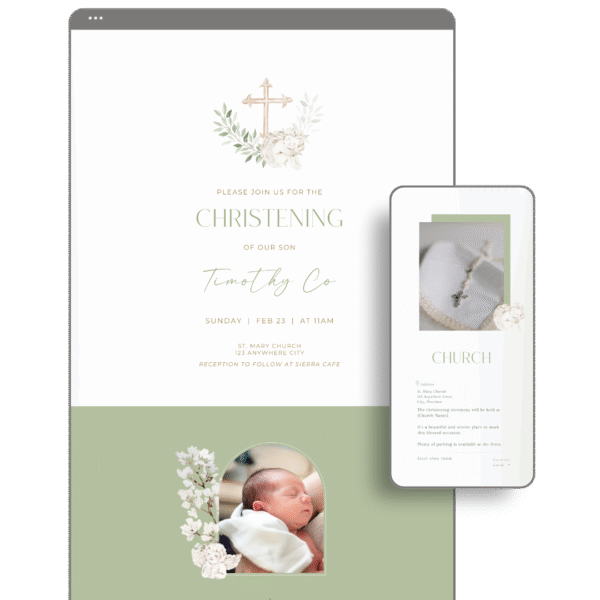 Green Baptismal Invitation Website by Love, D. Concepts - Philippines