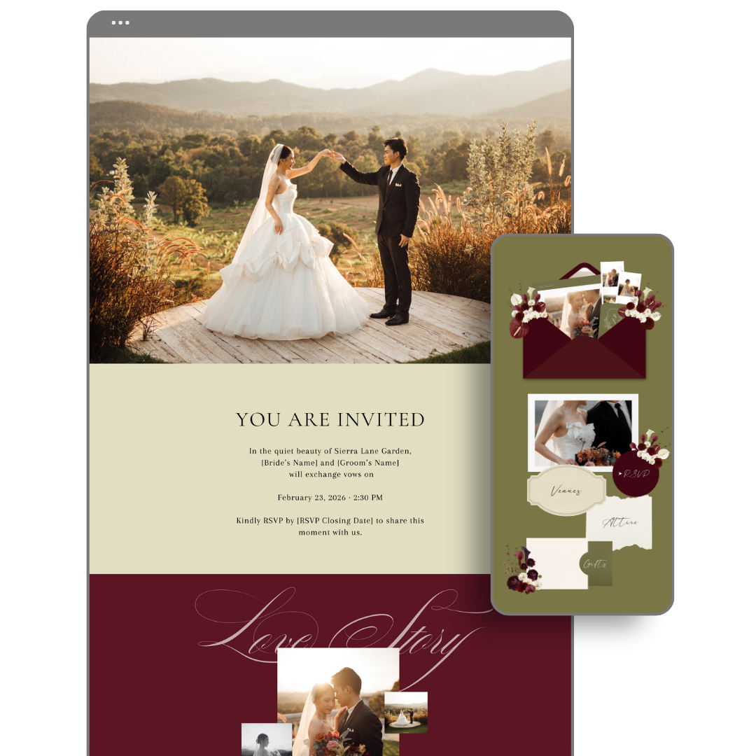 About You 7 (Burgundy) Wedding Website