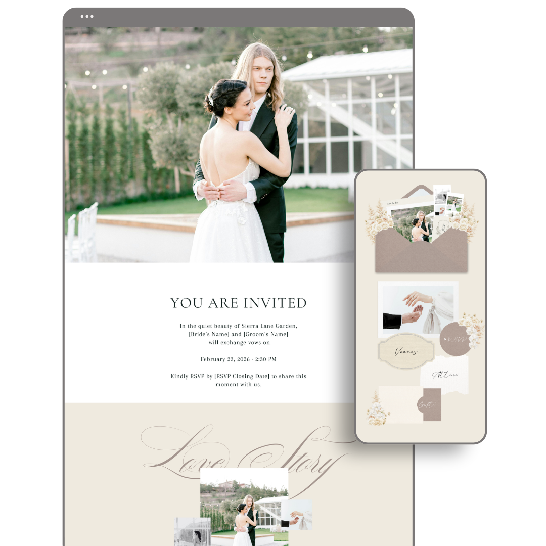 Bouquet 18 (Taupe & Champagne) Wedding Website