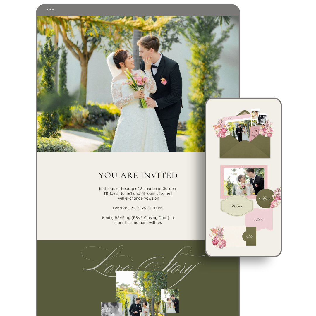 Bouquet 26 (Olive & Pink) Wedding Website