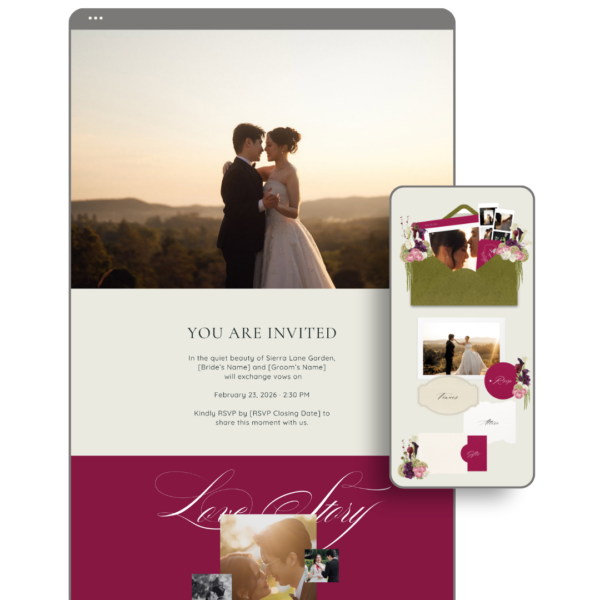 Olive Magenta Wedding Website - Love, D. Concepts